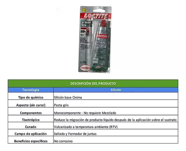 Silicona Gris Loctite 5699-Uso Industrial Y Automotriz