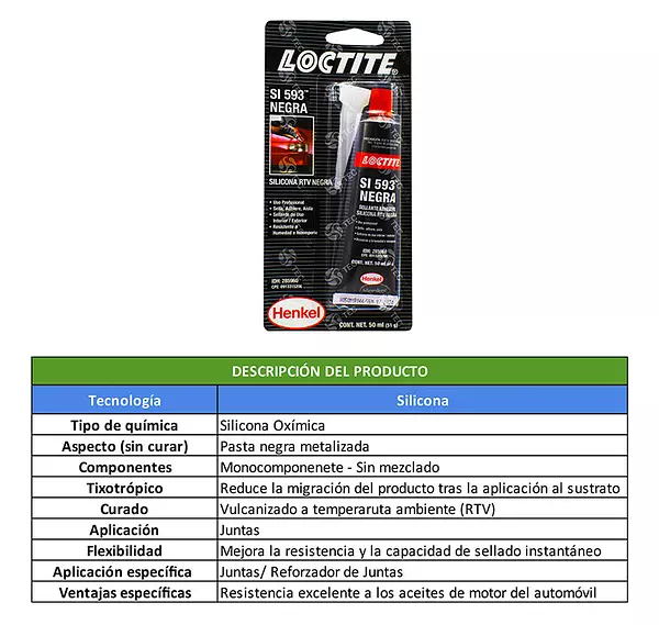 Loctite Silicona Rtv Negra- Sellante Uso Interior/Exterior