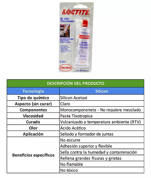 Loctite Silicona Rtv Transparente- Adherencia Y Flexibilidad