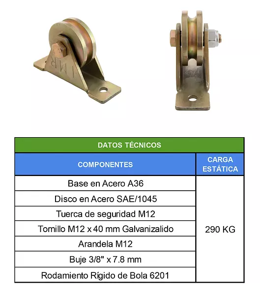 Polea 2-1/2" Para Guaya 3/8" Con Rodamiento