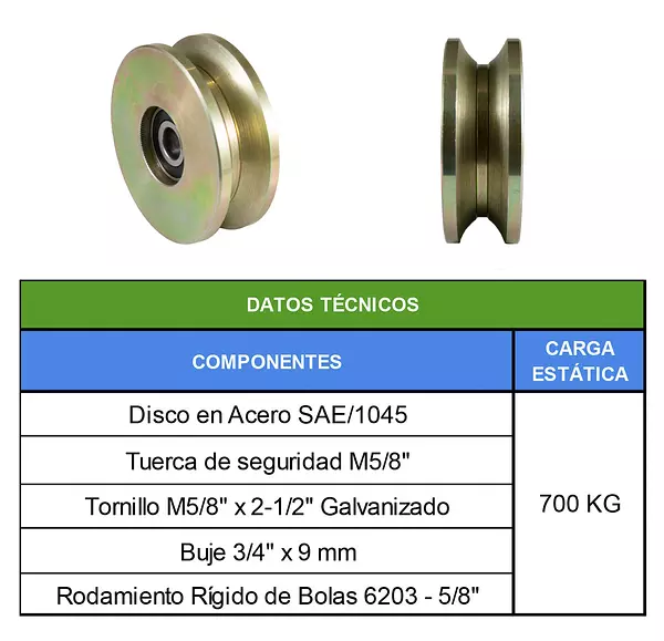 Polea Agricola Sin Base De 4" Trapezoidal Doble Rodamiento
