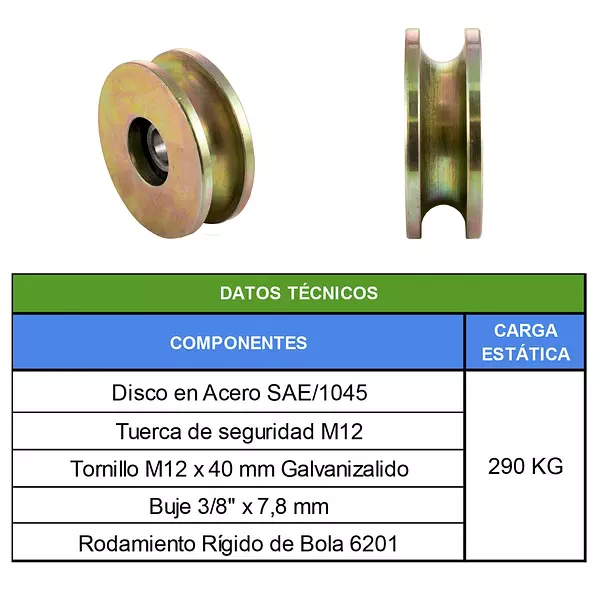 Polea Sin Base De 2-1/2" Guaya De 1/2"