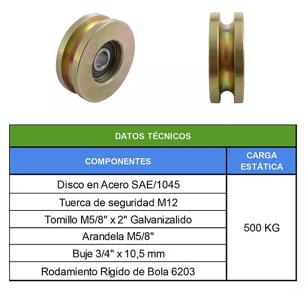 Polea Sin Base De 3" Guaya De 3/8"