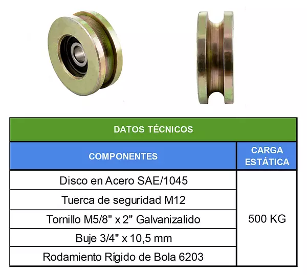 Polea Sin Base De 3" Guaya De 1/2"