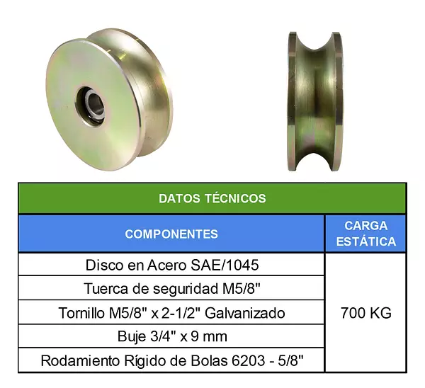 Polea Sin Base De 4" Guaya De 1"
