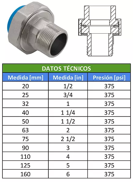 Conector Universal Polipropileno Inserto Metálico Fusión Mh